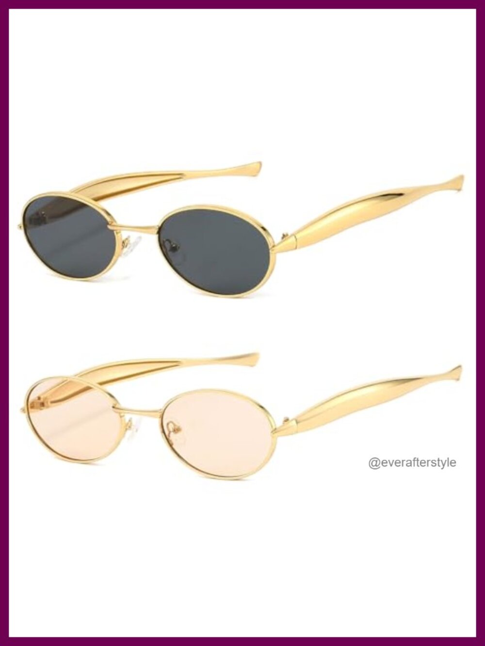 Retro Oval Sunglasses Metal Frame UV400 Protection Unisex